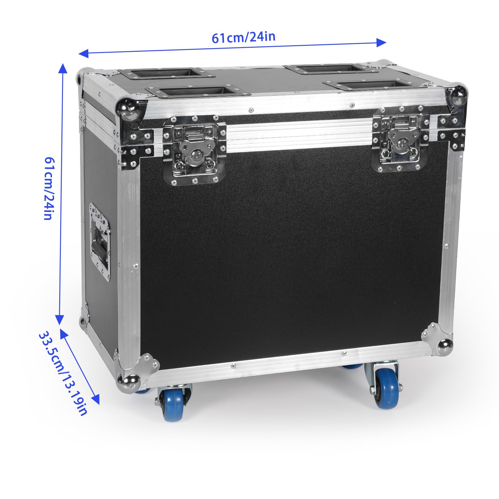 61 x 33,5 x 61 cm. Das Flight Case bietet Platz für 2 LED-Bühnenlichter mit beweglichem Kopf, einfach zu verstauen und zu transportieren und schützt die Party-Lichter
