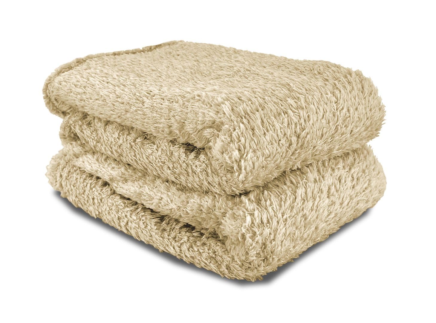 John Aird Teddy Fleece Cozy Bed Sofa Throw Blanket (Cream, King (200 x 240cm) — image 1