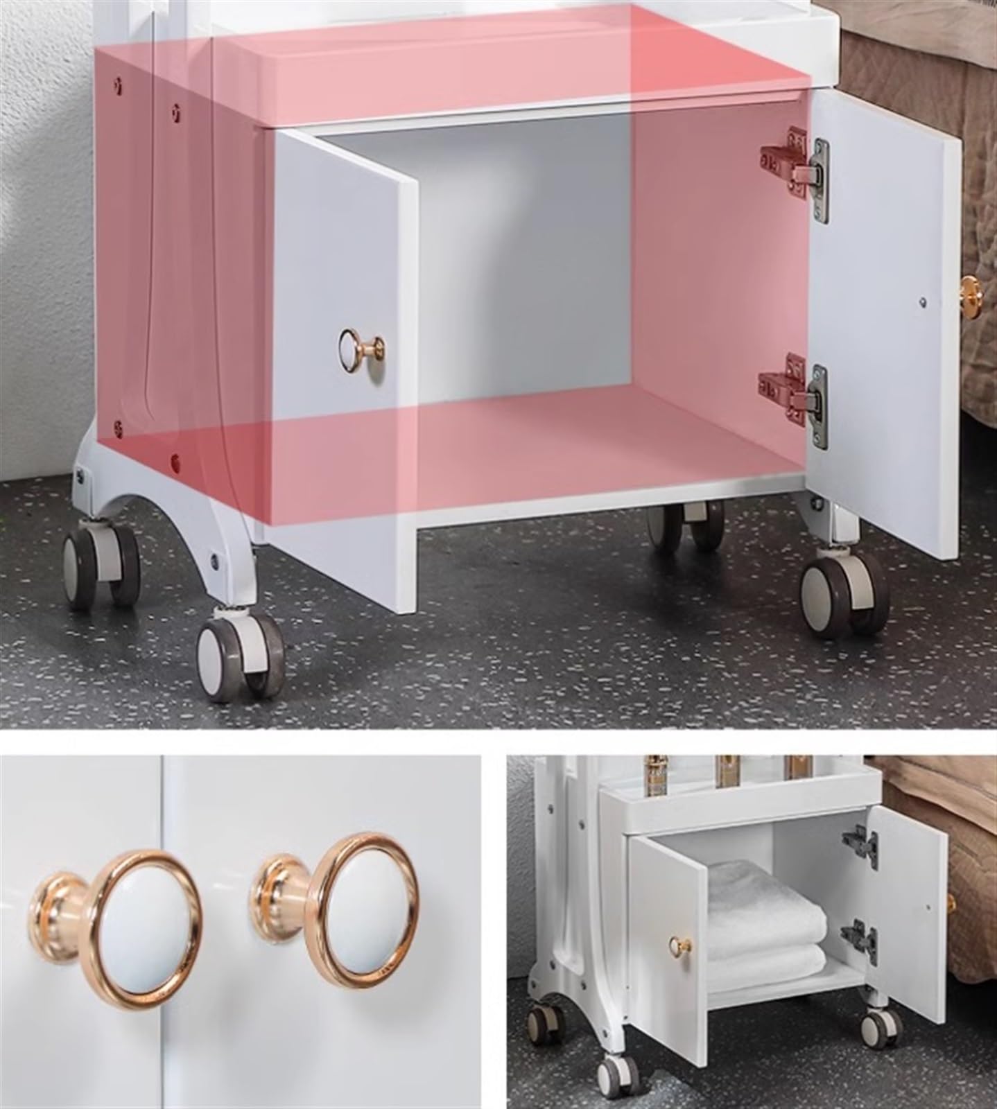 Esthéticienne Chariot Coiffeur Chariot De Salon À 2 Niveaux Avec 2 Portes D'armoire, Chariot De Salon De Beauté, Chariot En Métal, Plateau D'instruments De Coiffure Pour Spa Panier Salon De Coiffure(G