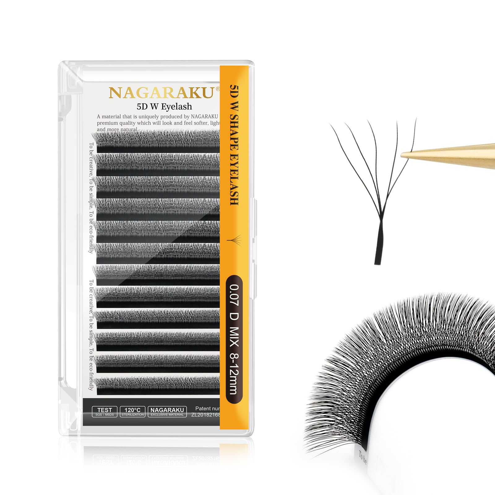 NAGARAKU W Eyelash Extension 5D Volume Premade 0.07mm D curl 8-12mm mix Faux Mink Matte Black Cluster Easy Fanning yy Eye Lashes-image-41
