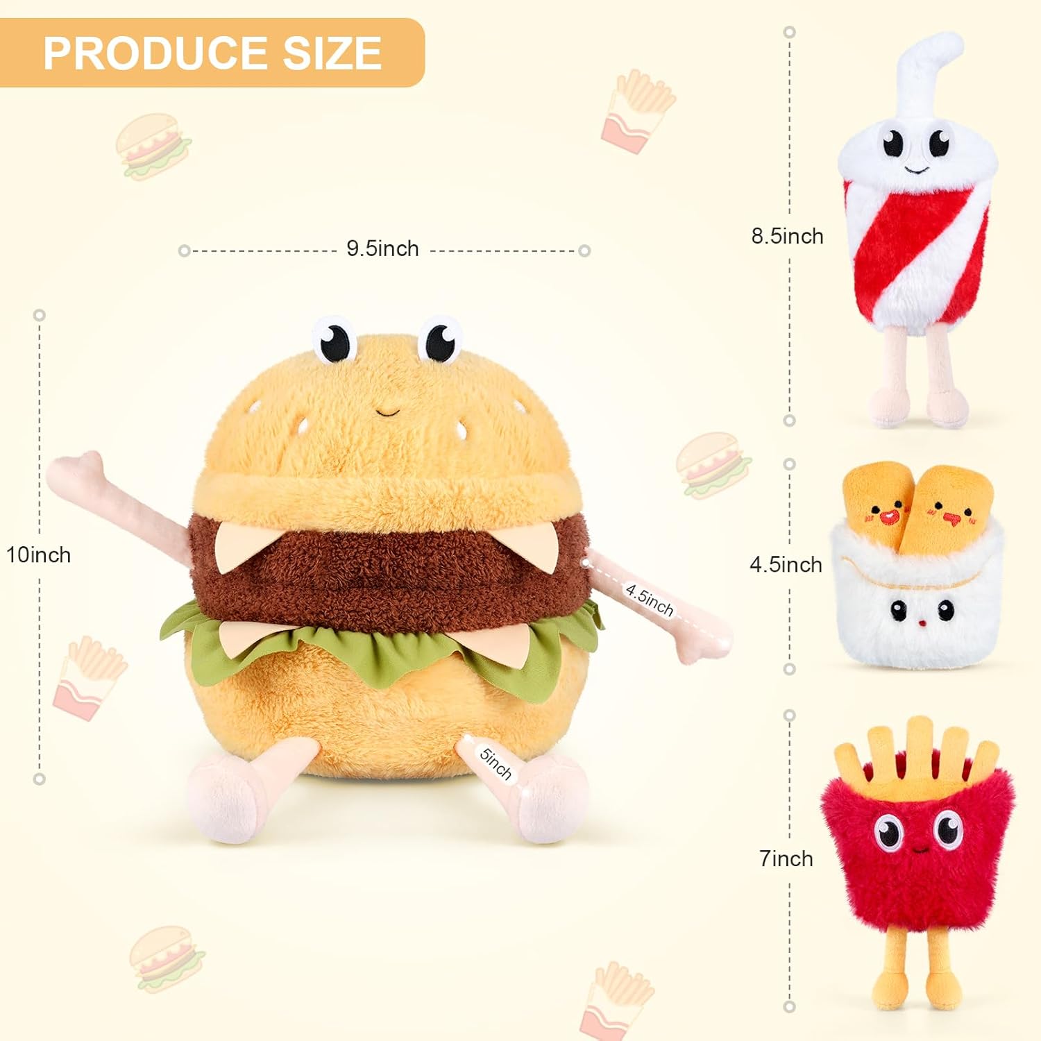 4-in-1 Hamburger Plush Toys with Baby Plushies, 4pcs Set Stuffed Animals Surprise Inside, Soft & Squishy Cheeseburger Pillow Plushies Decor, Cuddly Stuffed Toys Gift for Kids & Adults - Image 2
