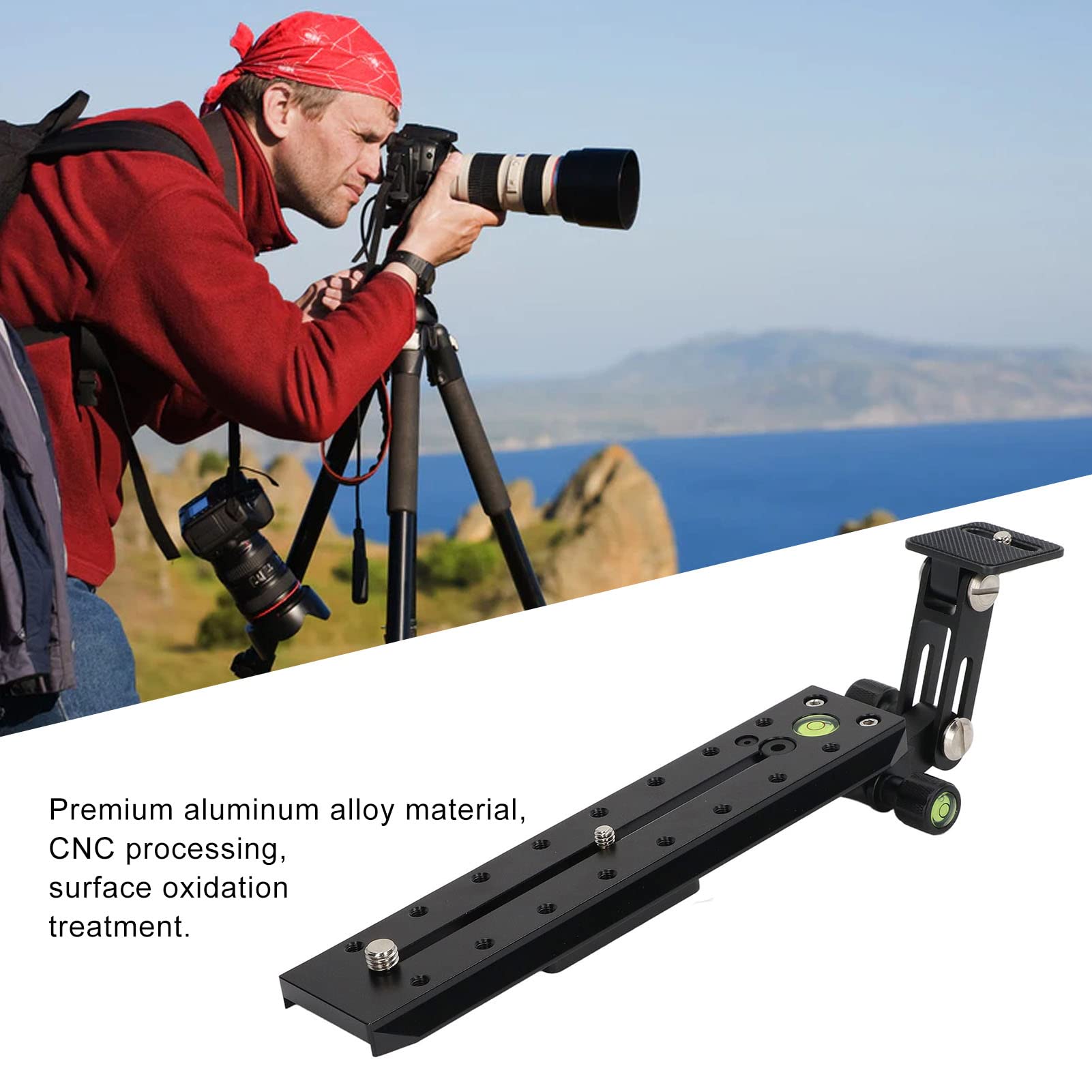 FLEXMAN Telephoto Lens Support Bracket, Aluminium Alloy Long Focus Lens Quick Release Plate, 8.7 X 2 Adjustable Telephoto Lens Bracket Plate for Sakhtler Ball Head