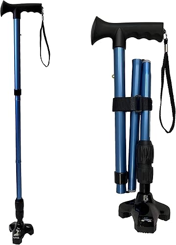 Miniatura 1 de CaneCraft Bastón plegable flexible para mujeres y hombres con mango de gel ligero bastón de viaje plegable altura ajustable pie automático base