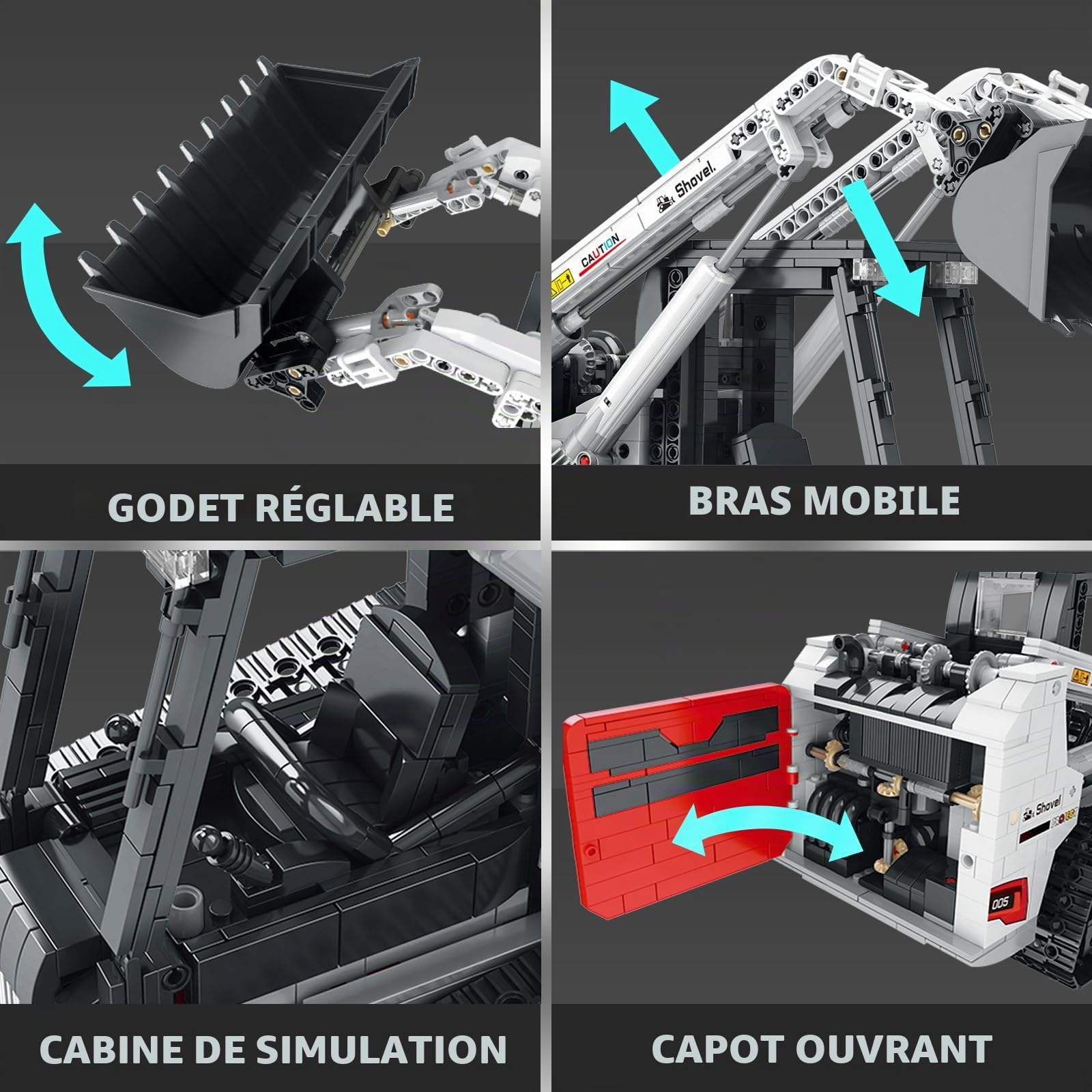 Reobrix Bobcat Lot de 1227 blocs de construction pour chargeur, télécommande télécommandée, jouet de construction de véhicule avec mode multijoueur 2,4 GHz 22004, cadeau pour enfants et