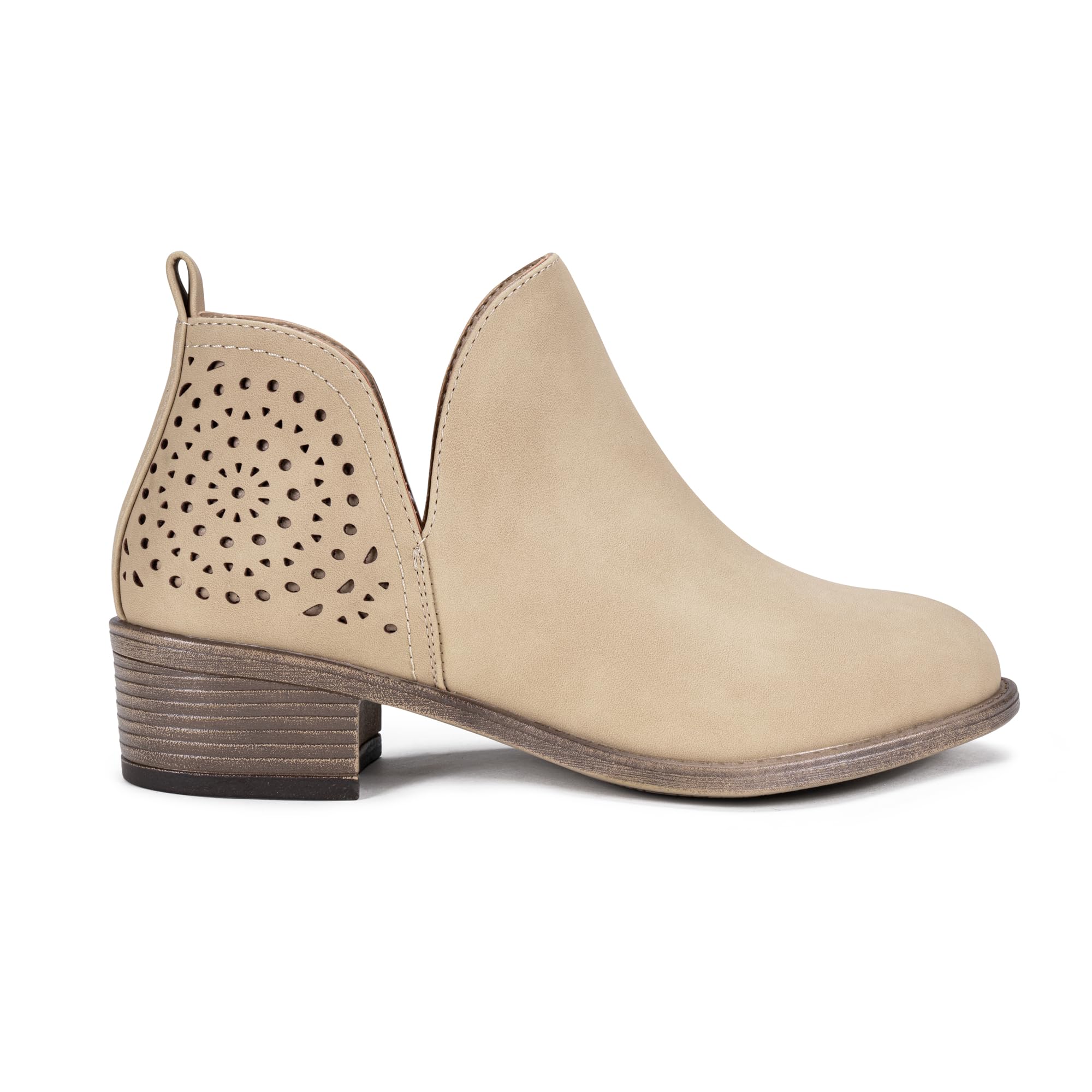 Vepose Women's Short Ankle Boots Low Heel, Western Cutout Perforated Booties