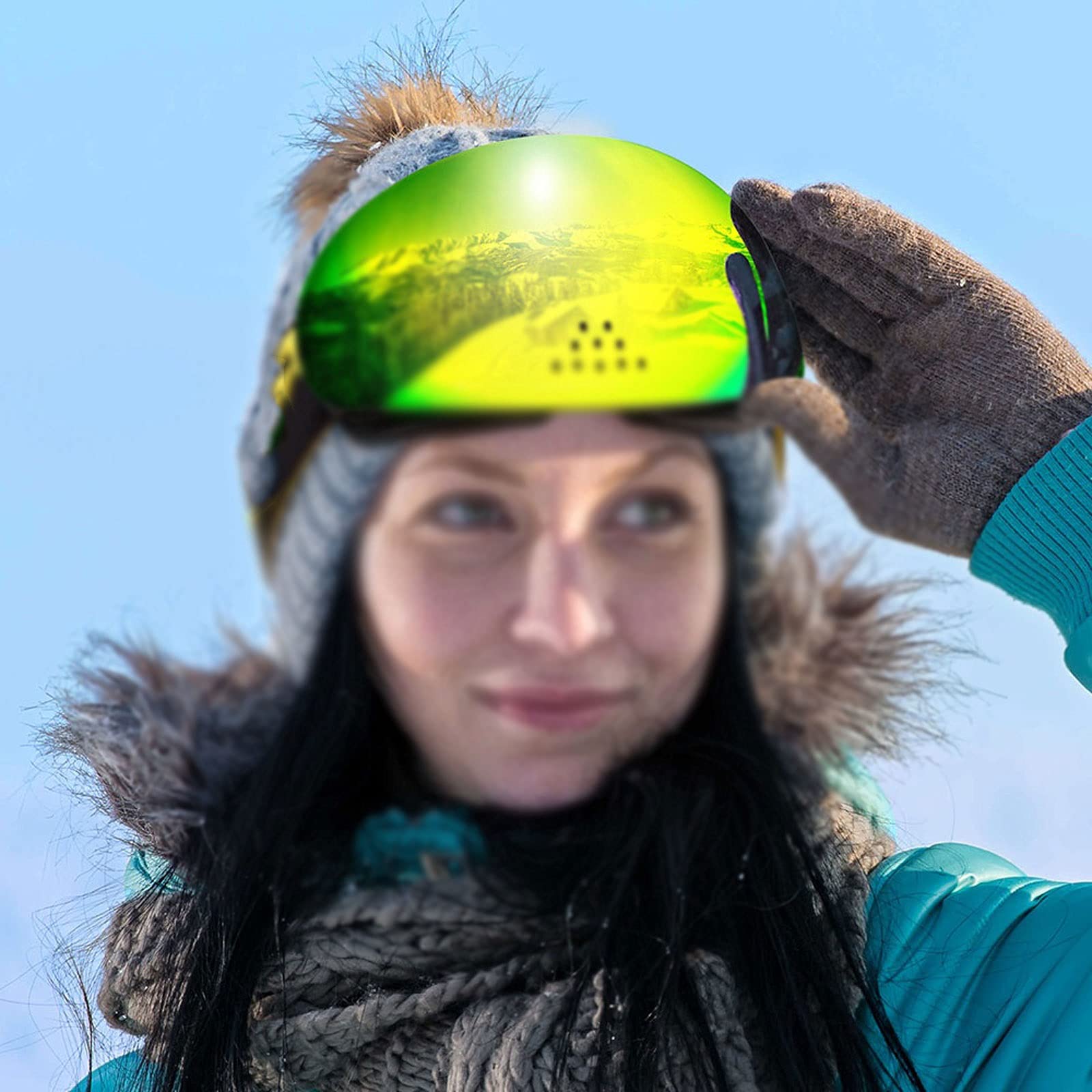 DieffematicHXJ Gafas Esqui Hombre Gafas de esquí profesional Doble Capas Protección Anti-niebla Nasal Ala de esquís a prueba de esquí Anti-niebla Gafas de snowboard (Color : A)