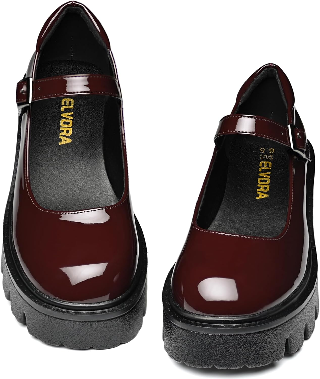 Women's Mary Jane Shoes - Platform Mary Janes for Women, Black Leather Round Toe Chunky Dress Shoes with Adjustable Ankle Strap - Image 6