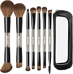 MAANGE Makeup Brushes Set, 13 PCS Premium Double-Ended Makeup Brush Foundation Contour Blush Blending Concealer Eyeshadow Brush Set Professional Make Up Brush Set (Coffee)