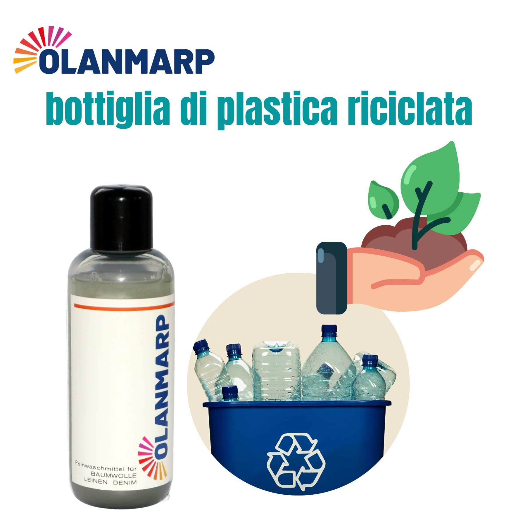 Detersivo per cotone e lino Olanmarp concentrato – detersivo delicato liquido per bucato a mano e in lavatrice – speciale per fibre naturali e abbigliamento sensibile – ideale per viaggi (480 ml)