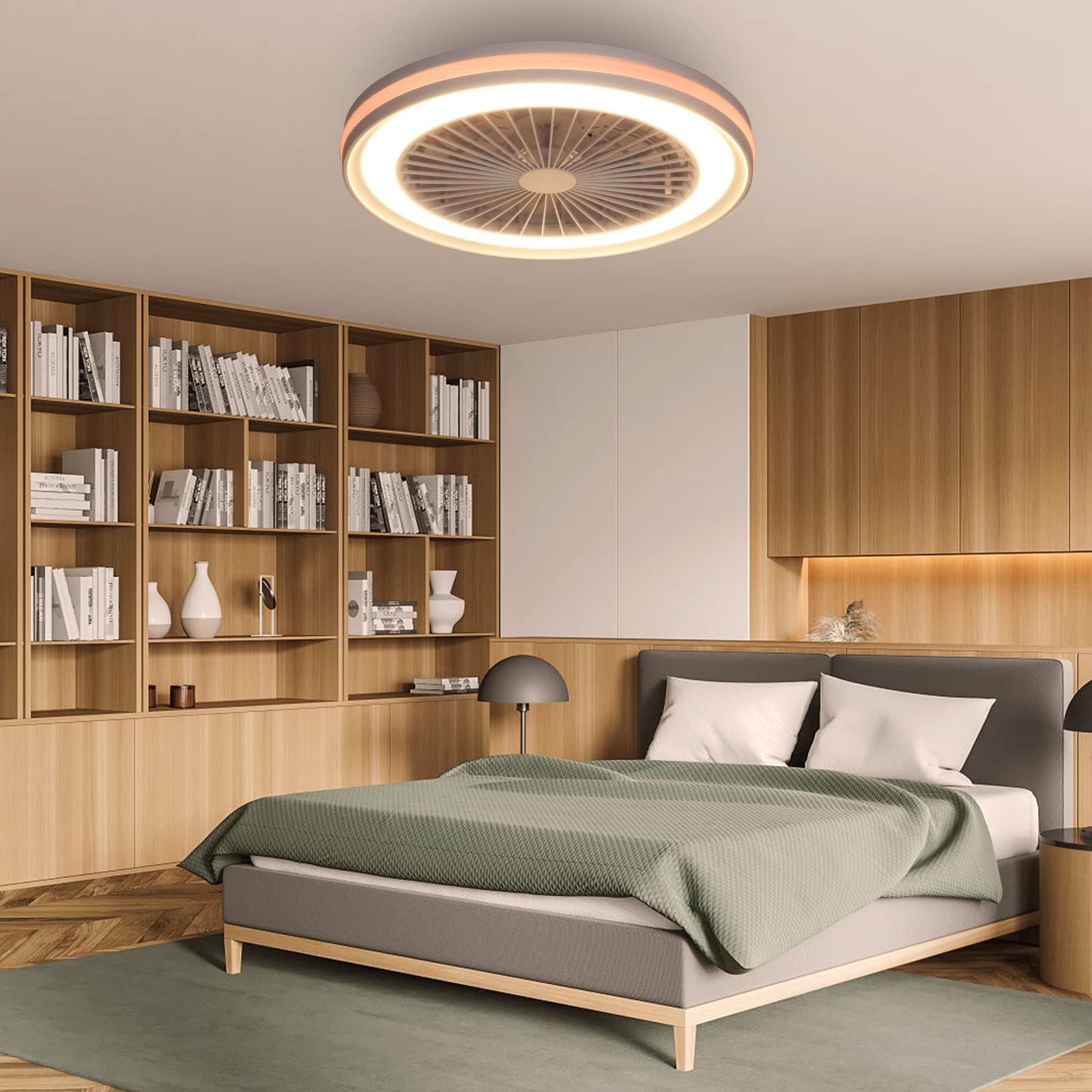 activeallbrite Deckenventilator mit Beleuchtung, 40W LED, RGB 3000K–6500K, einstellbare Windgeschwindigkeit per Fernbedienung, geeignet für 10–13 m² (Küche, Wohnzimmer, Schlafzimmer), Ø47cm