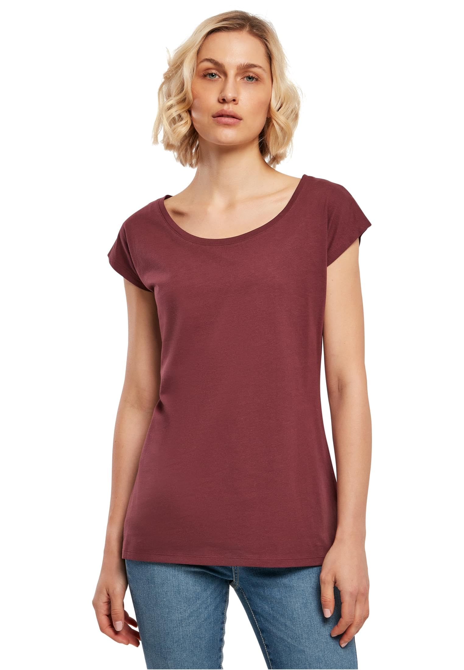 Build Your Brand Women's Rouge ’S Wide Neck T-Shirt