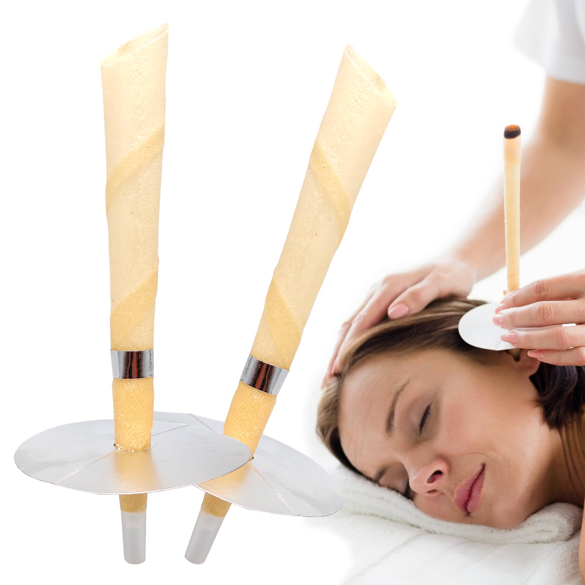 Coni Auricolari 2 Pezzi con Disco Protettivo e Sistema Salvagoccia – Sicuri, Anti-Cenere, Aderenza Perfetta, Relax Naturale per la Pulizia del Condotto Uditivo