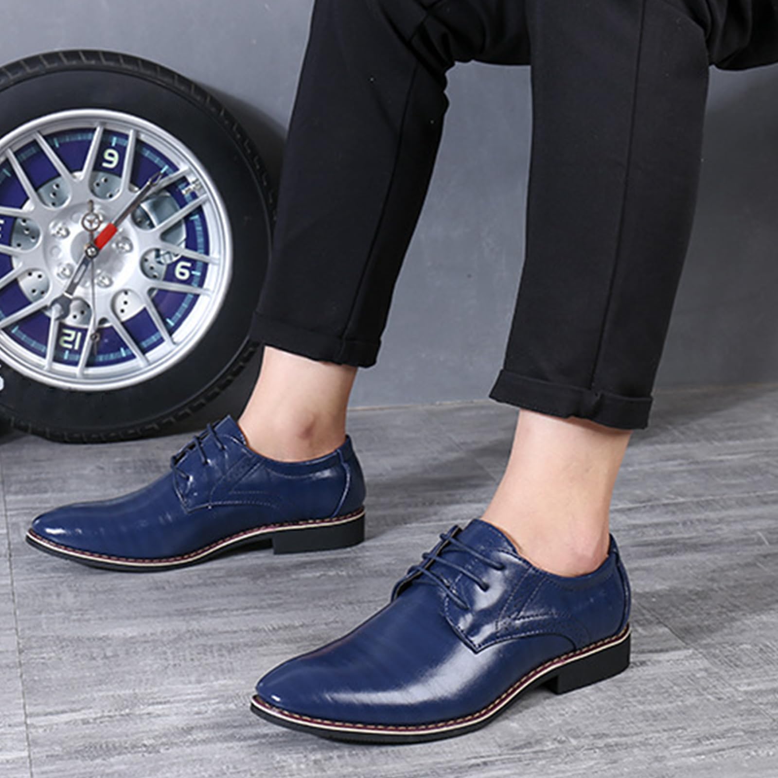 Scarpe Oxford Uomo Scarpe Eleganti | con Lacci, in Pelle, comodi, Antiscivolo, Low Top, Prom, formali, Matrimonio, Business