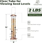 Kingsyard Metal Bird Feeders for Outdoor Hanging, Extra Thick Tube Bird Feeder with Steel Hanger & 6 Port, 15 inch, Chew-Proof, Weather and Water Resistant, Bronze