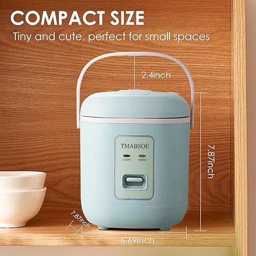 Miniatura 6 de Arrocera pequeña, 1.2L Mini arrocera con vaporizador de 4 tazas sin cocinar para arroz, granos, avena, verduras, calentador automático y fácil de