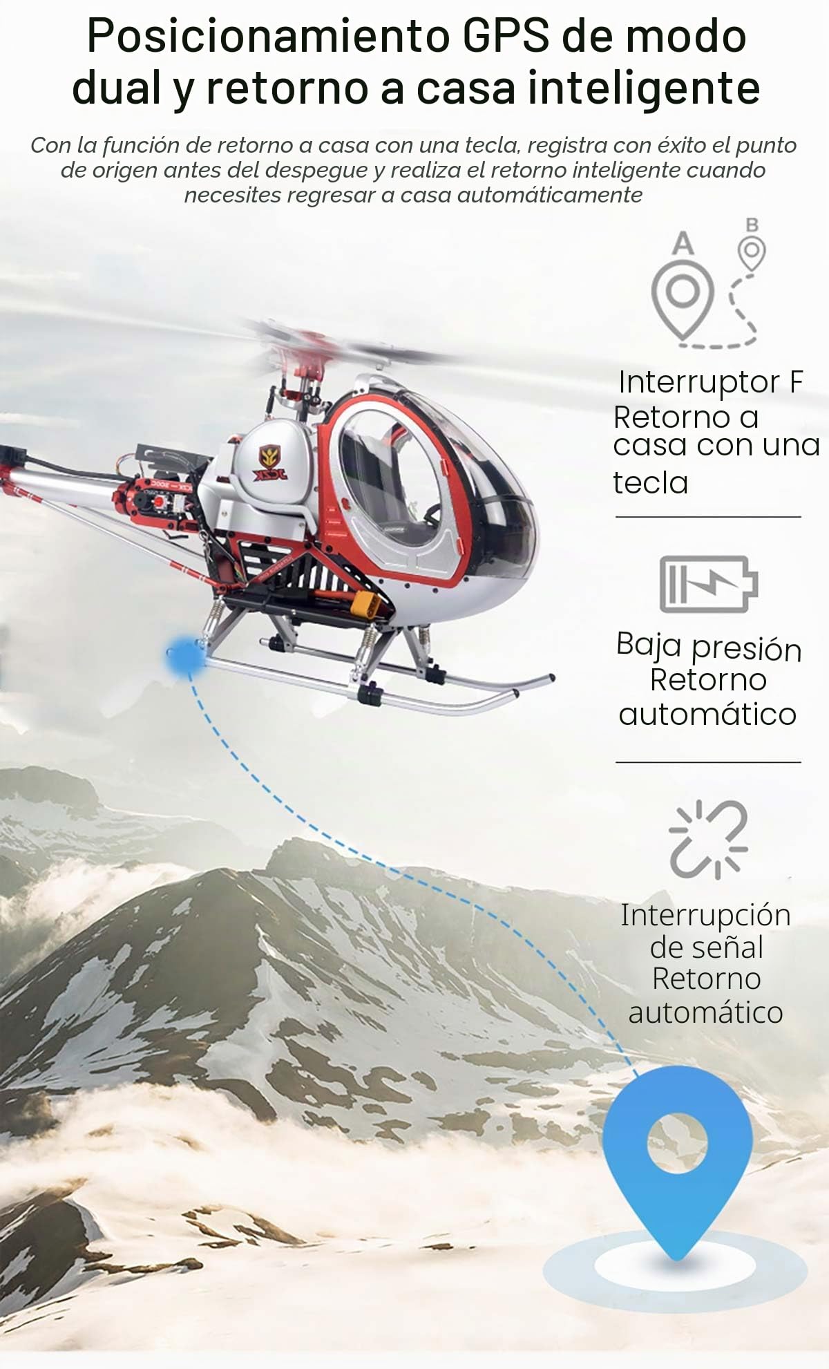 Helicópteros RC para adultos, JCZK 300C PRO 2.4G 12CH Flybarless RC Helicóptero modelo con control de vuelo inteligente H1 y posicionamiento GPS (versión RTF)