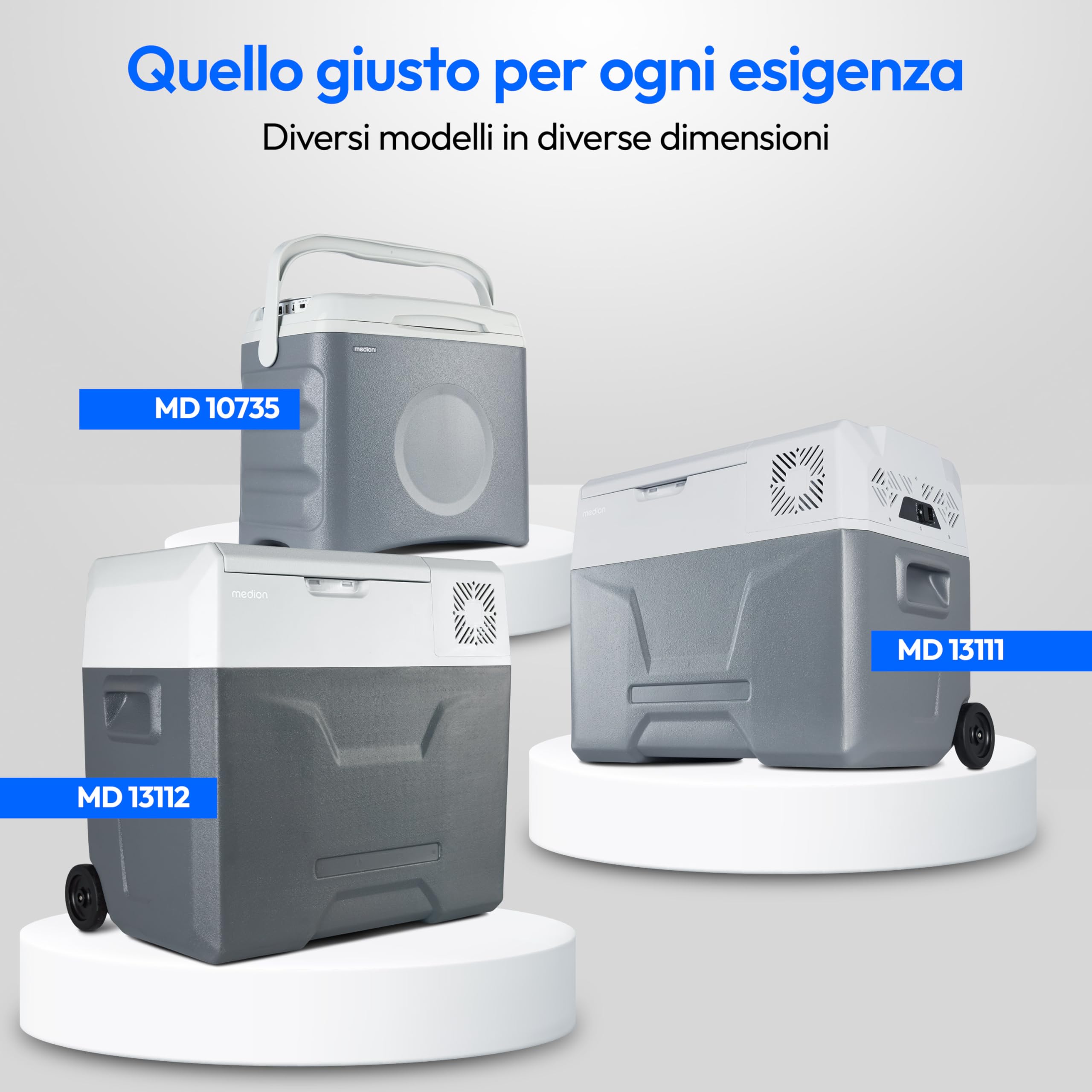 MEDION Frigo elettrico mobile 2 in 1, raffreddamento e riscaldamento (16, 24, 40 litri, termoelettrico, mini frigorifero, connettore 3 in 1, 5 V USB, 12 V e 230 V, per auto, barca, camper, campeggio