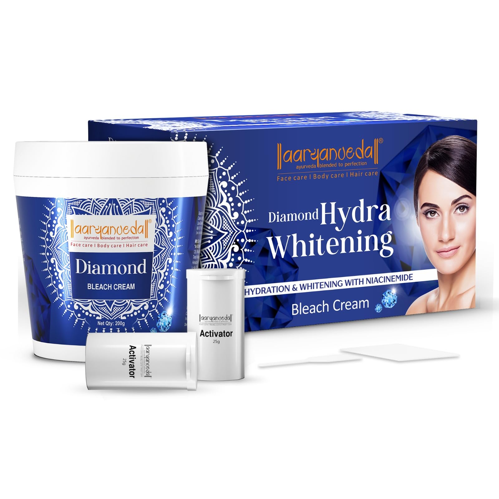 Aryanveda Diamond Bleach Cream for Face & Body – 250g | Instant Brightening | Skin Lightening | For Women | Suitable for All Skin Types