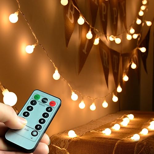 Battery Operated Fairy Light, Battery Powered Globe Lights for Wedding Christmas Tree Decoration(Warm White,50LEDs)