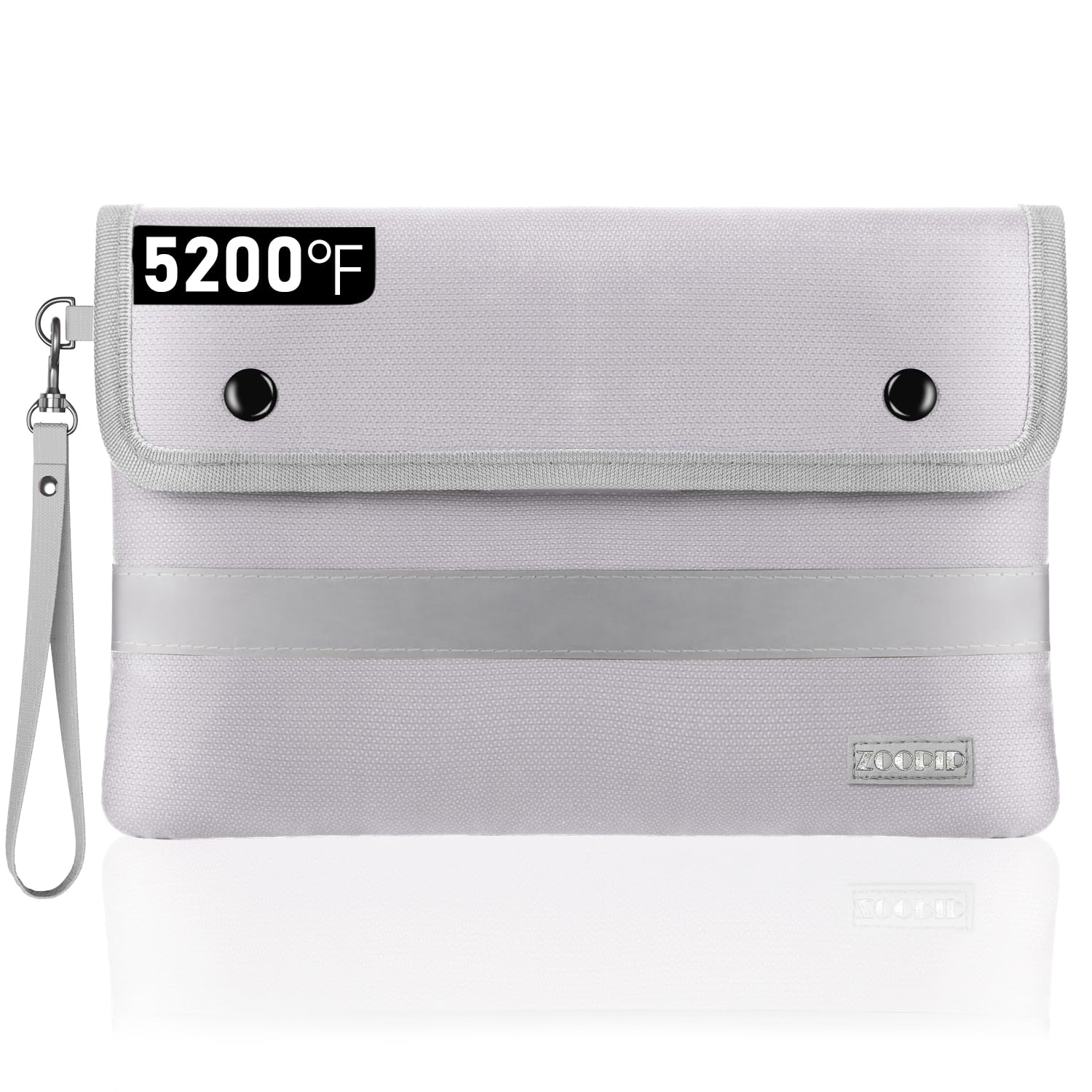 Fireproof Money Bag with Lock, 5200°F Heat Insulated Waterproof Bag, (11x7'')8 Layers of Functional Materials, Reflective Strip for Fast Find, Protect Your Currency, Passport,Valuables(Ash Pink)