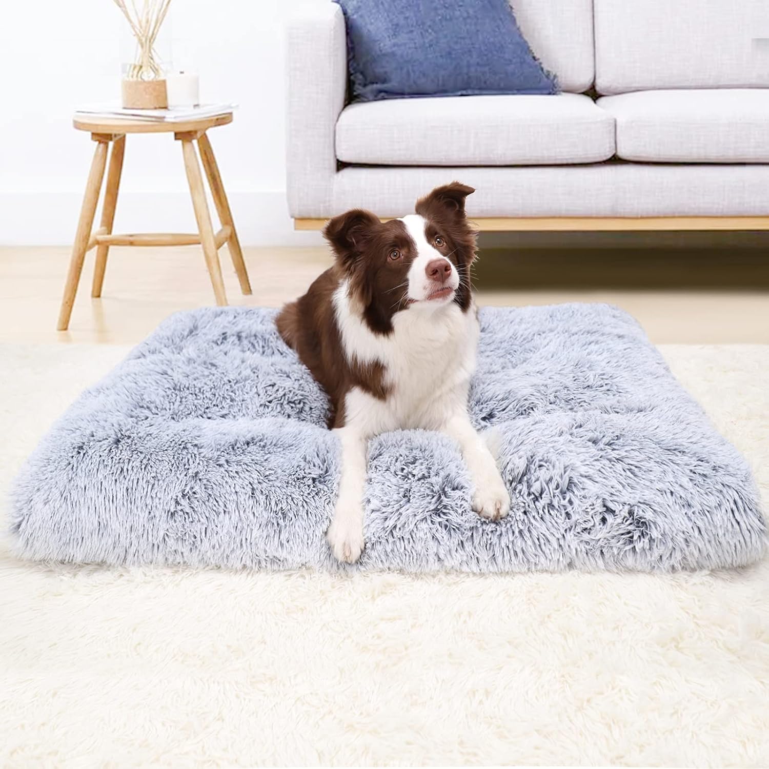 Vonabem Large Dog Bed Crate Pad, Deluxe Plush Soft Pet Beds, Washable Anti-Slip Dog Crate Bed for Large Medium Small Dogs and Cats,Dog Mats for Sleeping and Anti Anxiety, Kennel Pad 42 Inch : Pet Supplies
