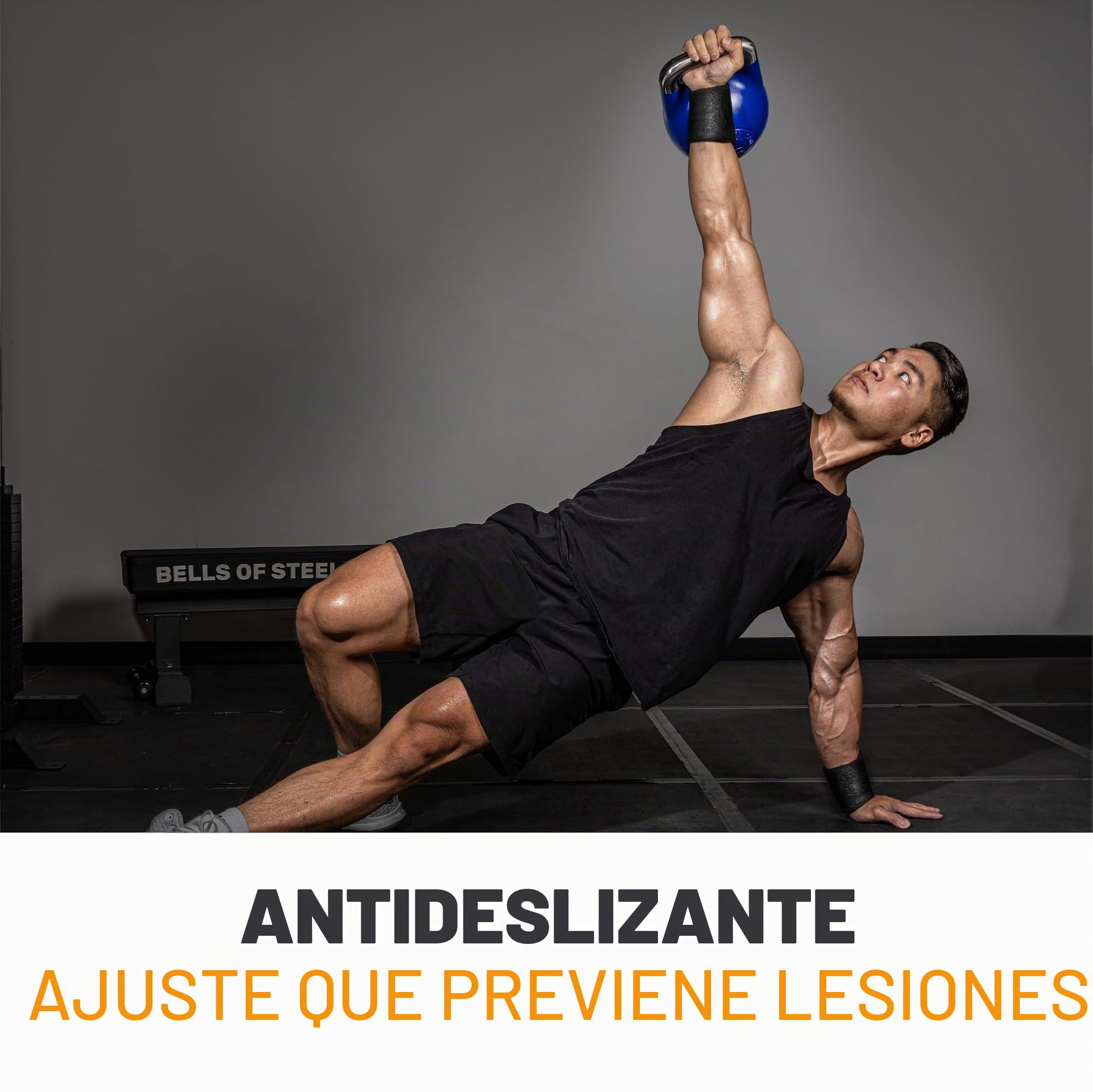 Bells of Steel Kettlebells - Muñequera BellGuard con Inserciones de plástico para absorción de Golpes, muñequeras para Gimnasio, muñequera para Entrenamiento, Talla única, par de muñequeras