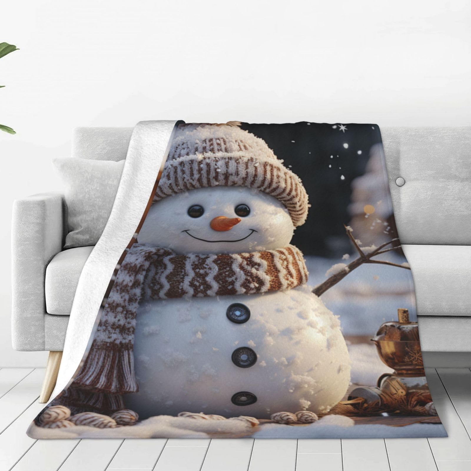 MXZERFKGLA Throw Blanket for Couch Thick Soft Fleece Blankets Warm Cozy Air Conditioning Quilt All Seasons Snowman Blanket Lightweight Flannel Fuzzy Blankets for Bed Couch Living Room Sofa 40"x30"