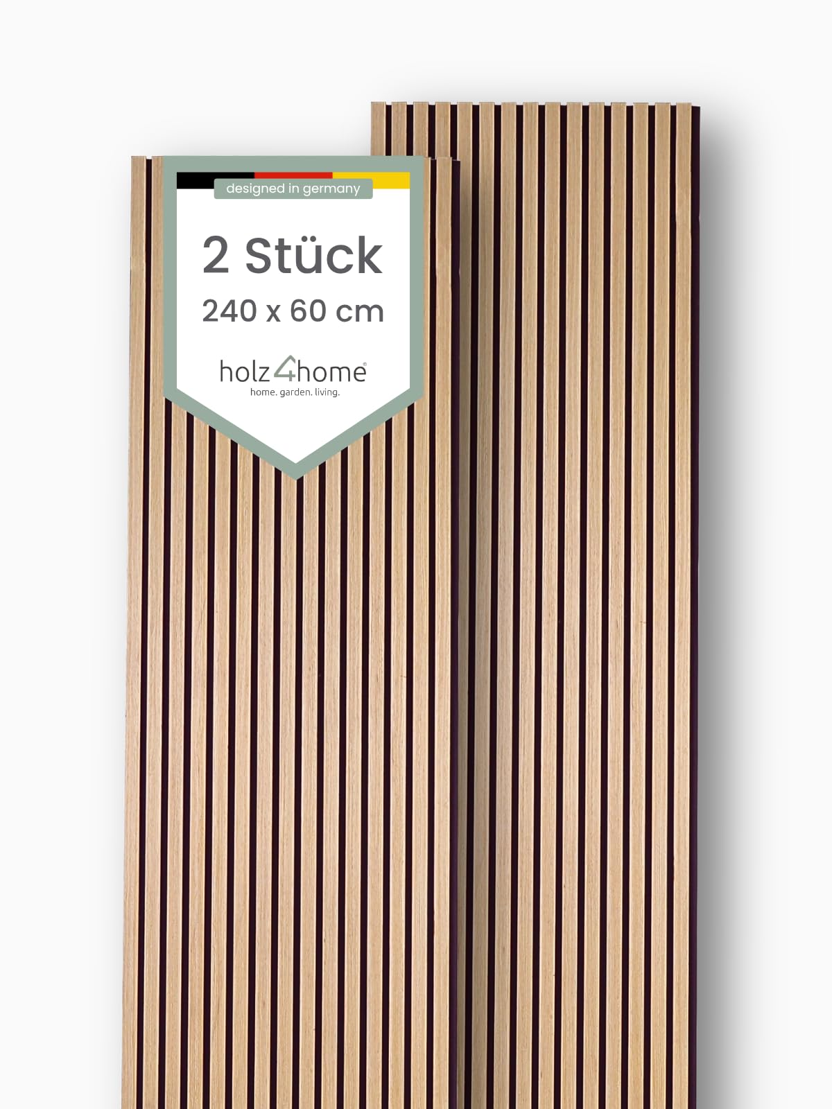 holz4home® 2er Set Akustikpaneele Holz 240x60 cm Eiche I Wandpaneele Innenverkleidung Wandpaneele in Holzoptik I Lamellenwand 3D Holzverkleidung Paneel Holzpaneele