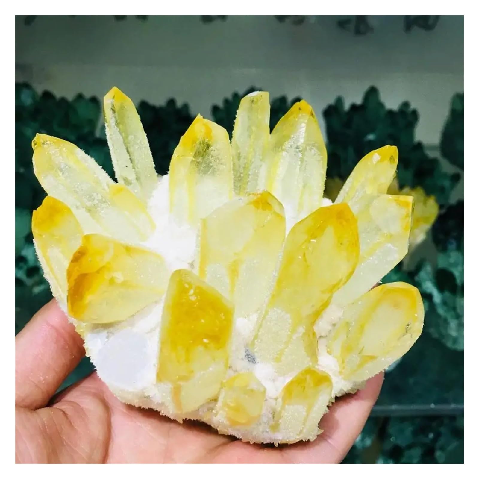 Quartz tibétain jaune naturel : magnifique amas de cristaux de collection 200g