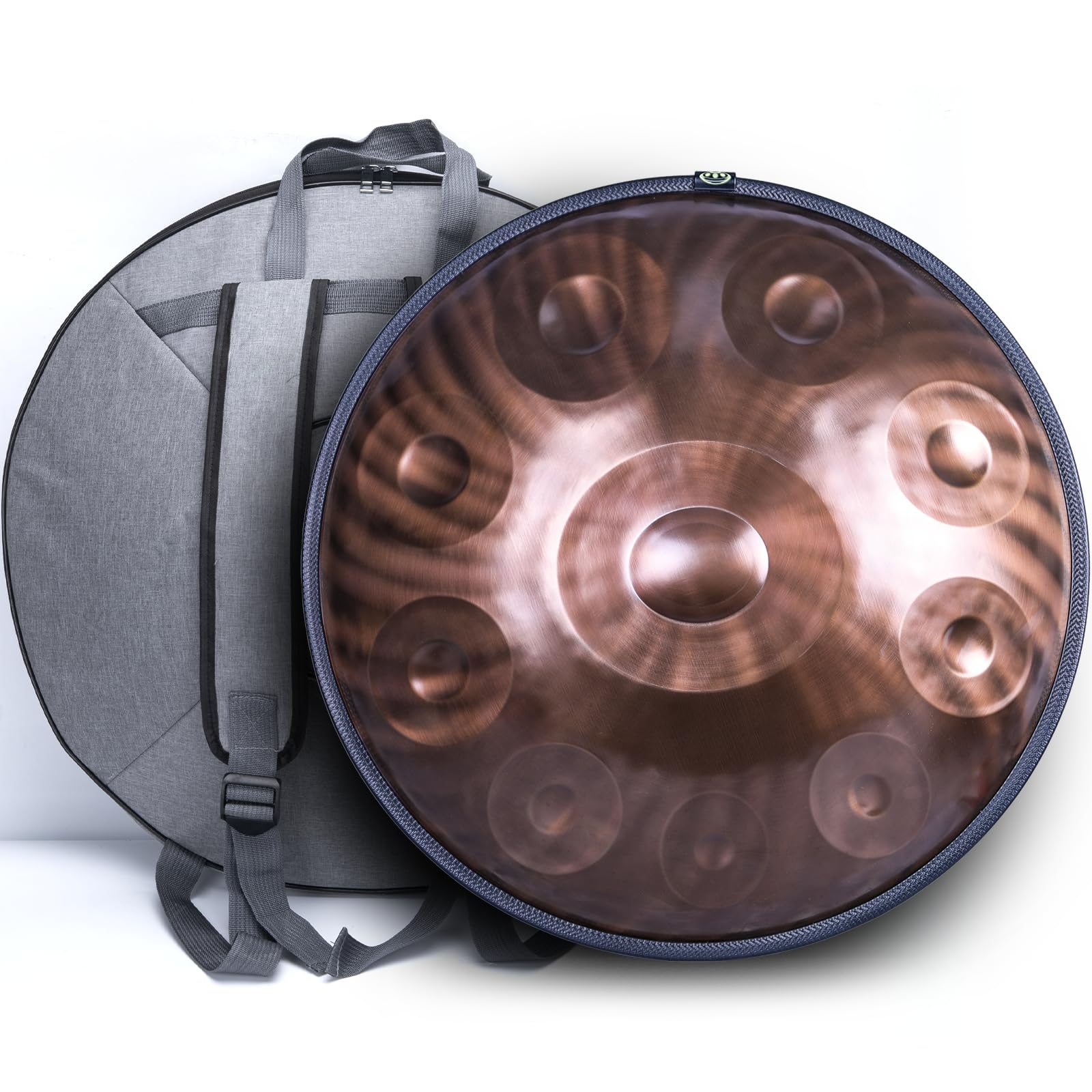 "SINGOFIRE" New Upgrade Advanced Handpan Drum, Ember Steel Handpan, 10-Notes with Bag, 22-Inch 440Hz D Minor Kurd, Telescopic Drum Stand, Copper Spirit Dome