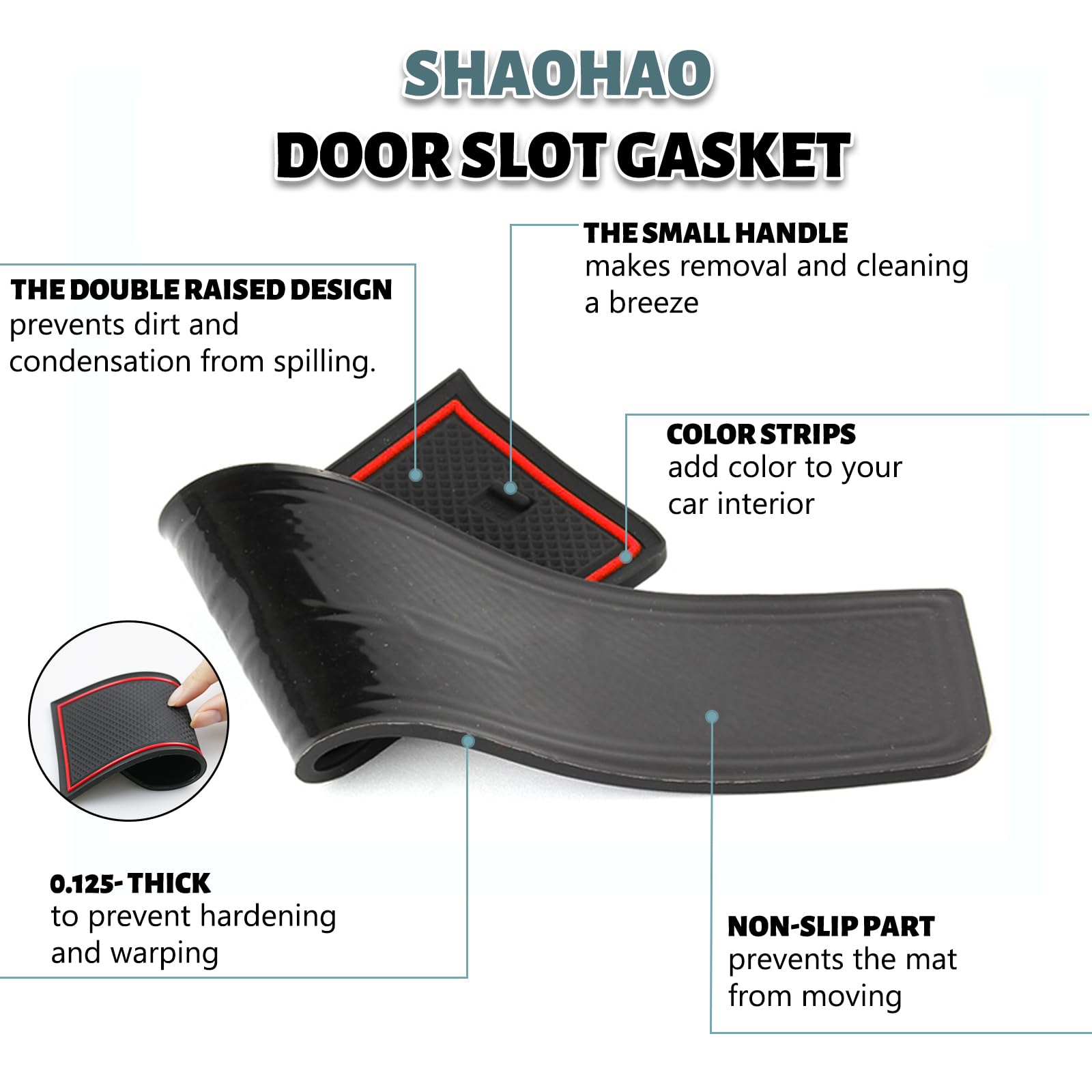SHAOHAO dla Nissan Qashqai J12 2022-2026 Gumowe Podkładki pod środkową konsolę Podkładka do szczelin drzwiowych Nissan Qashqai J12 Akcesoria Czerwone