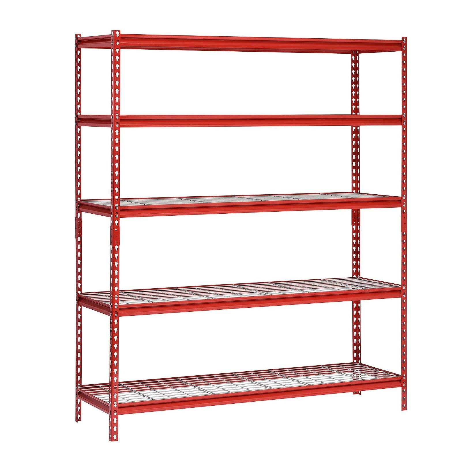 Muscle Rack UR601872WD5-R 5-Shelf Steel Shelving Unit, 60" Width x 72" Height x 18" Length, Red