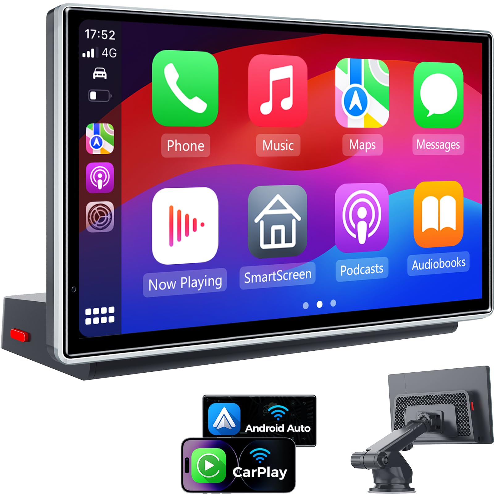 JATAZA 7" Wireless CarPlay Android Auto Screen for Car - Voice Control, GPS Navigation, HD Touchscreen, AirPlay, Fits All Vehicles