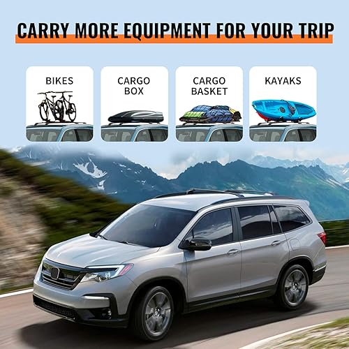 Miniatura 2 de Barras transversales de techo compatibles con Honda Pilot 2016-2022 con rieles empotrados, barras transversales de aluminio, bolsa de carga para