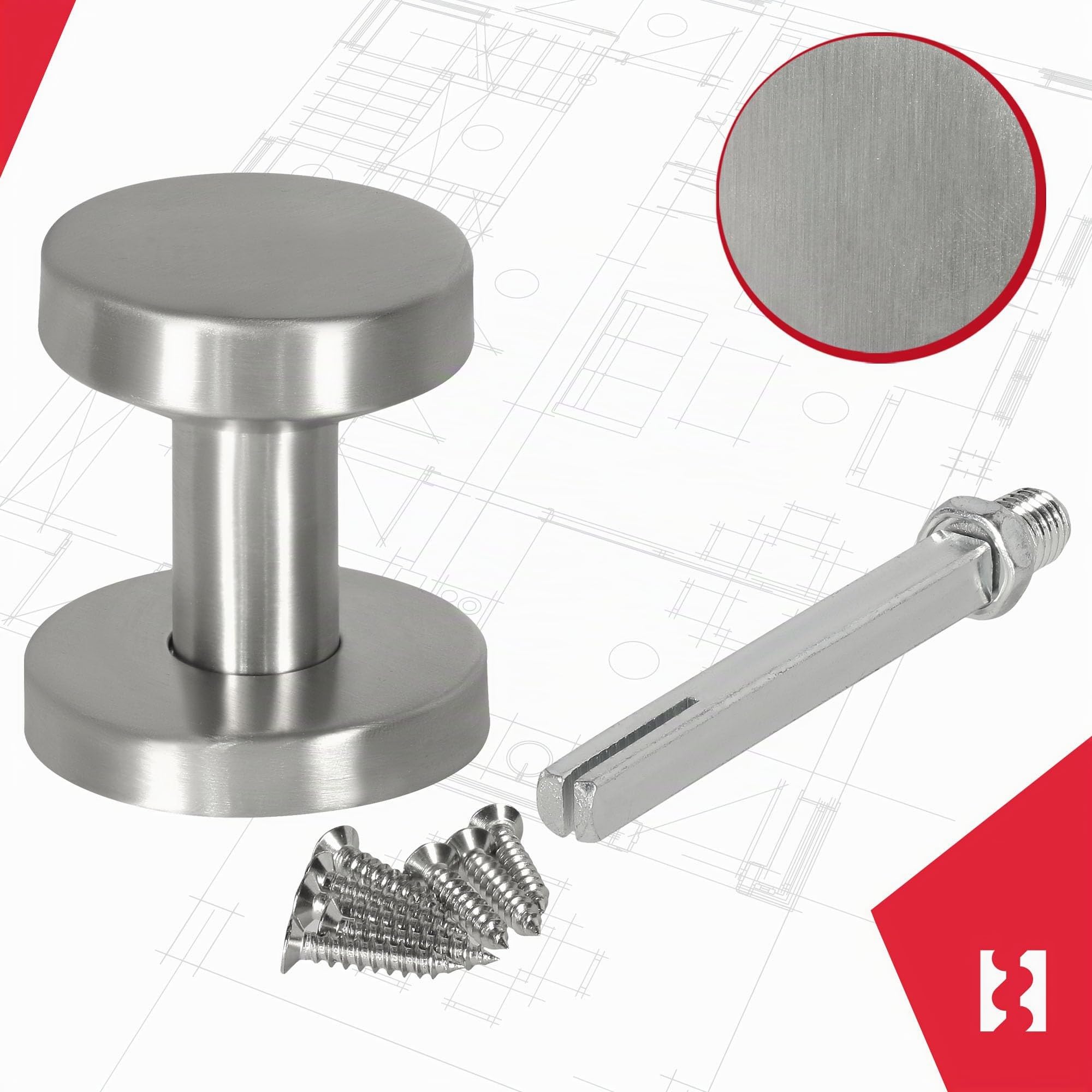 KOTARBAU® Bouton de Porte - Acier Inoxydable - Ø 50 mm - Argent - Poignée Fixe pour Porte D’Entrée et Intérieure