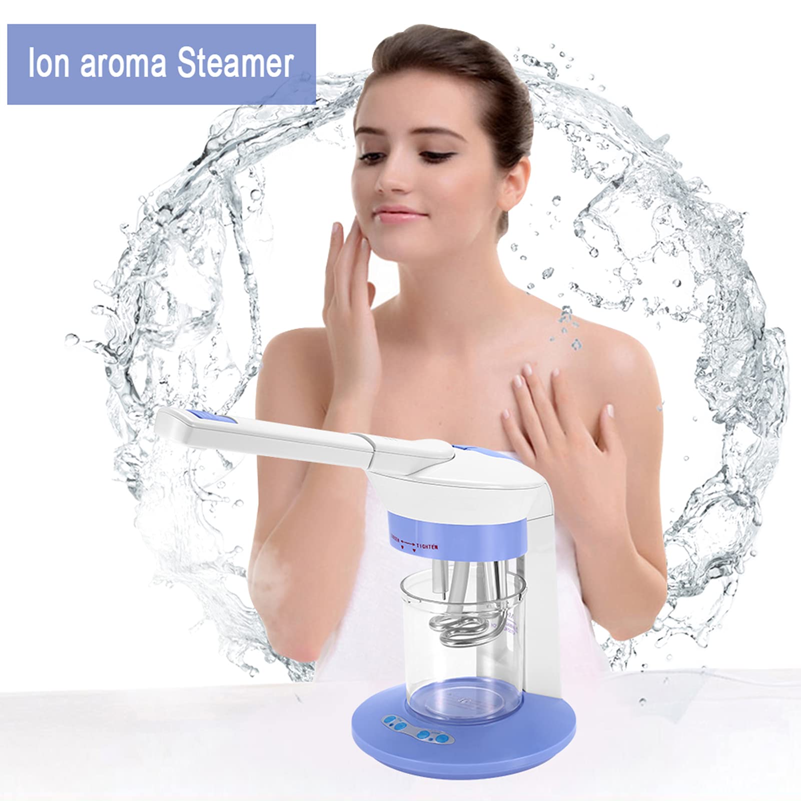 Vaporizzatore Facciale 2 in 1 Vaporizzatore Facciale con Braccio Estensibile Ozono da Tavolo Mini Spa Design a Vapore per il Viso per Uso Personale a Casa o in Salone(Norma europea 220V)