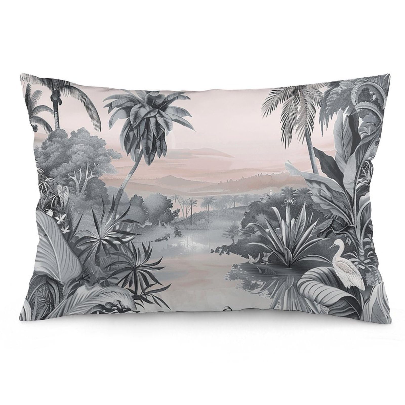 NONHAI 2 Pack Pillow Cases for Hair and Skin, Soft Breathable Pillow Case Covers with Hidden Zipper, Tropical Palm Trees Pillowcase 12 "x20 Pillow Covers for Sleeping Gift