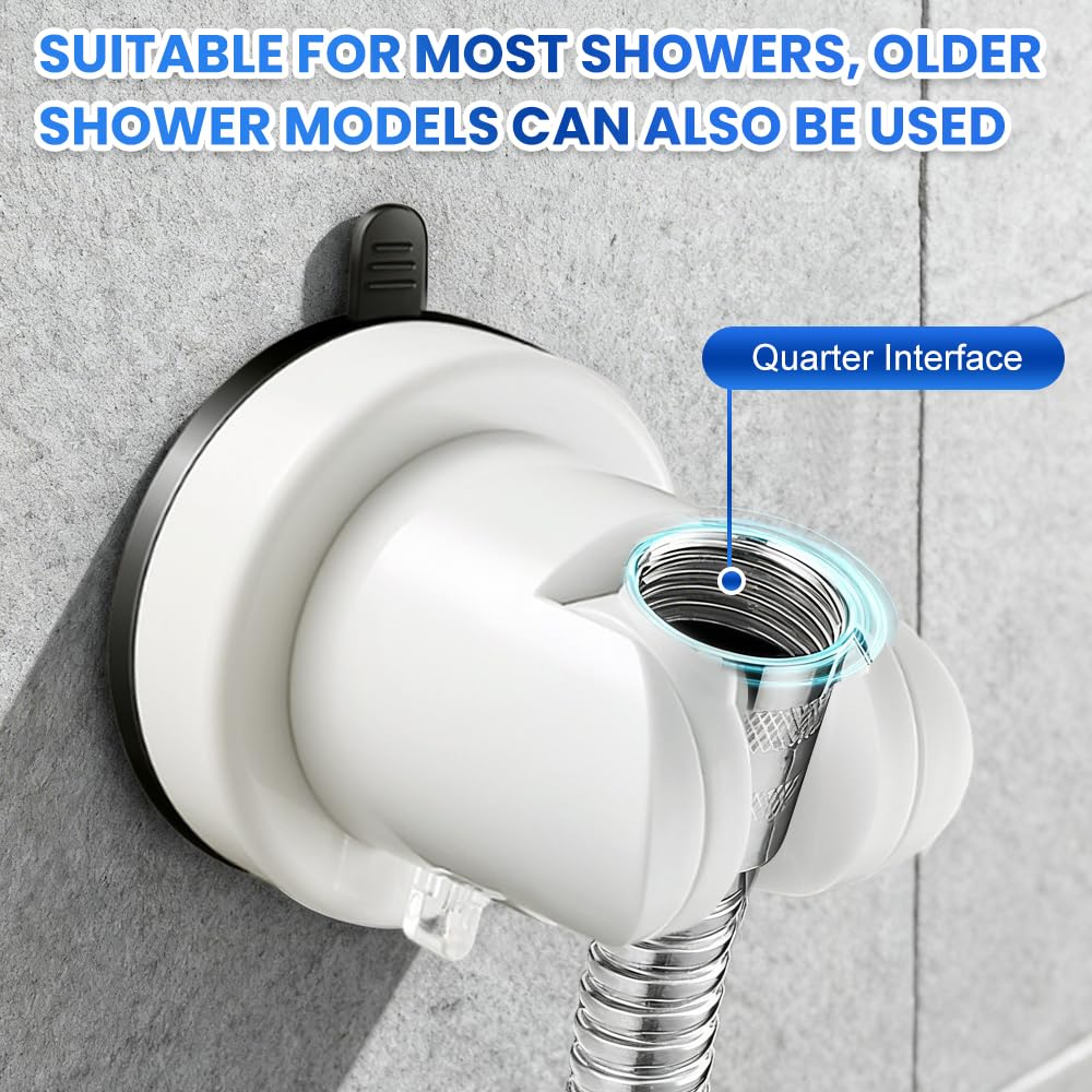 HMCEY Soporte Alcachofa Ducha Ventosa,Sujeta Alcachofa Ducha Pared Sin Taladro,Soporte Cabezal Duchas de Baño Universal,Shower Head Holder para Fijar y Ajustar Los Cabezales de Duchas - Blanco — view 6