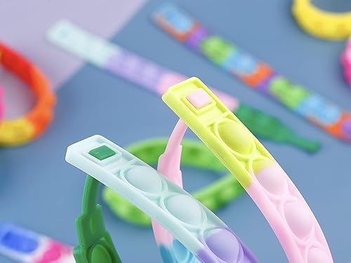 Miniatura 15 de 300 pulseras de juguete para ansiedad, pulseras sensoriales de burbujas para presionar, para aliviar el estrés, pulsera de silicona para niños y 300