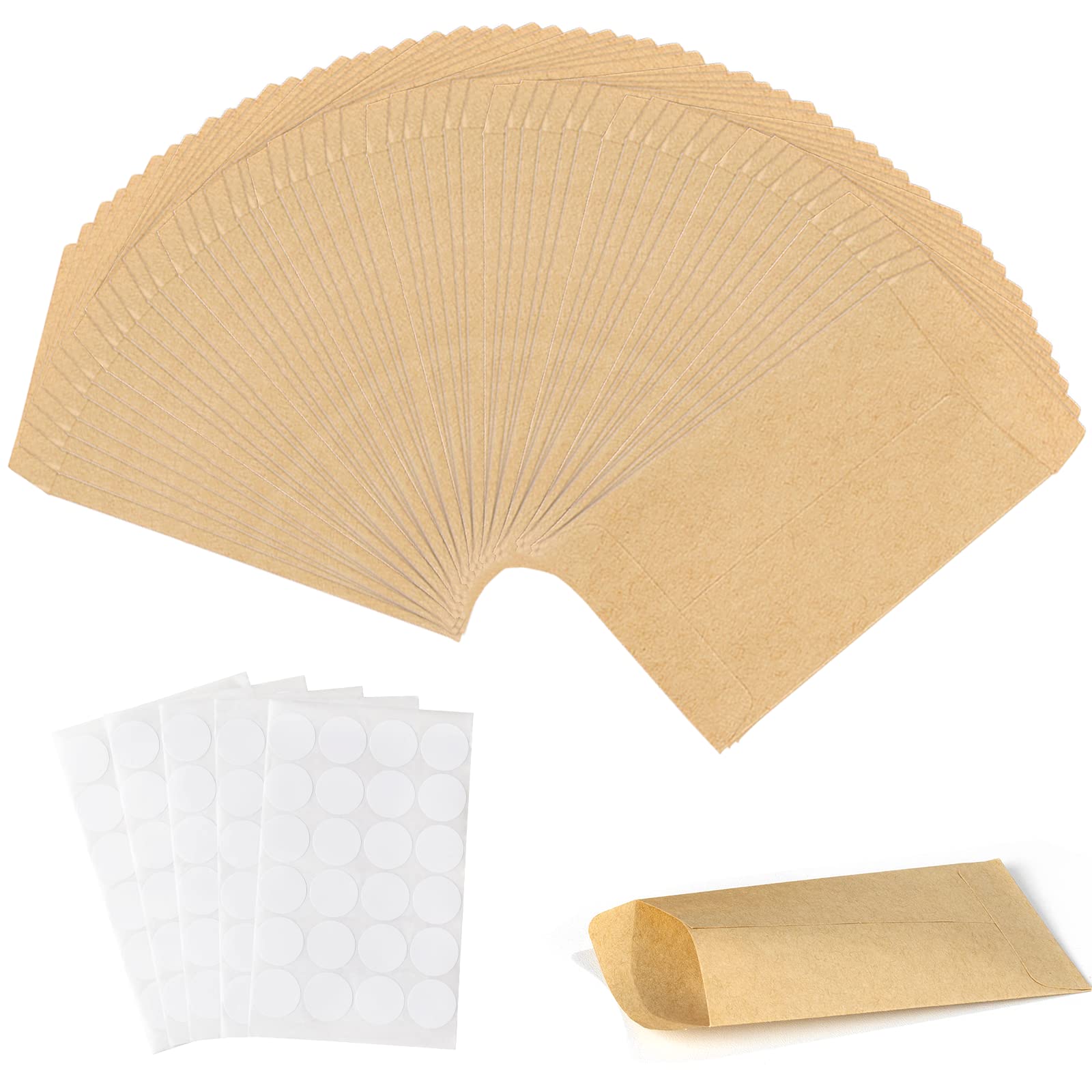 Carehabi - 100 Stück Kleine Braune Flachbeutel, Kleine Samentütchen Mini Papierbeutel Papiertütchen Kraftpapiertüten für Gastgeschenke Schmuck Bonbons Weihnachtskarte Münzen (9x13cm)