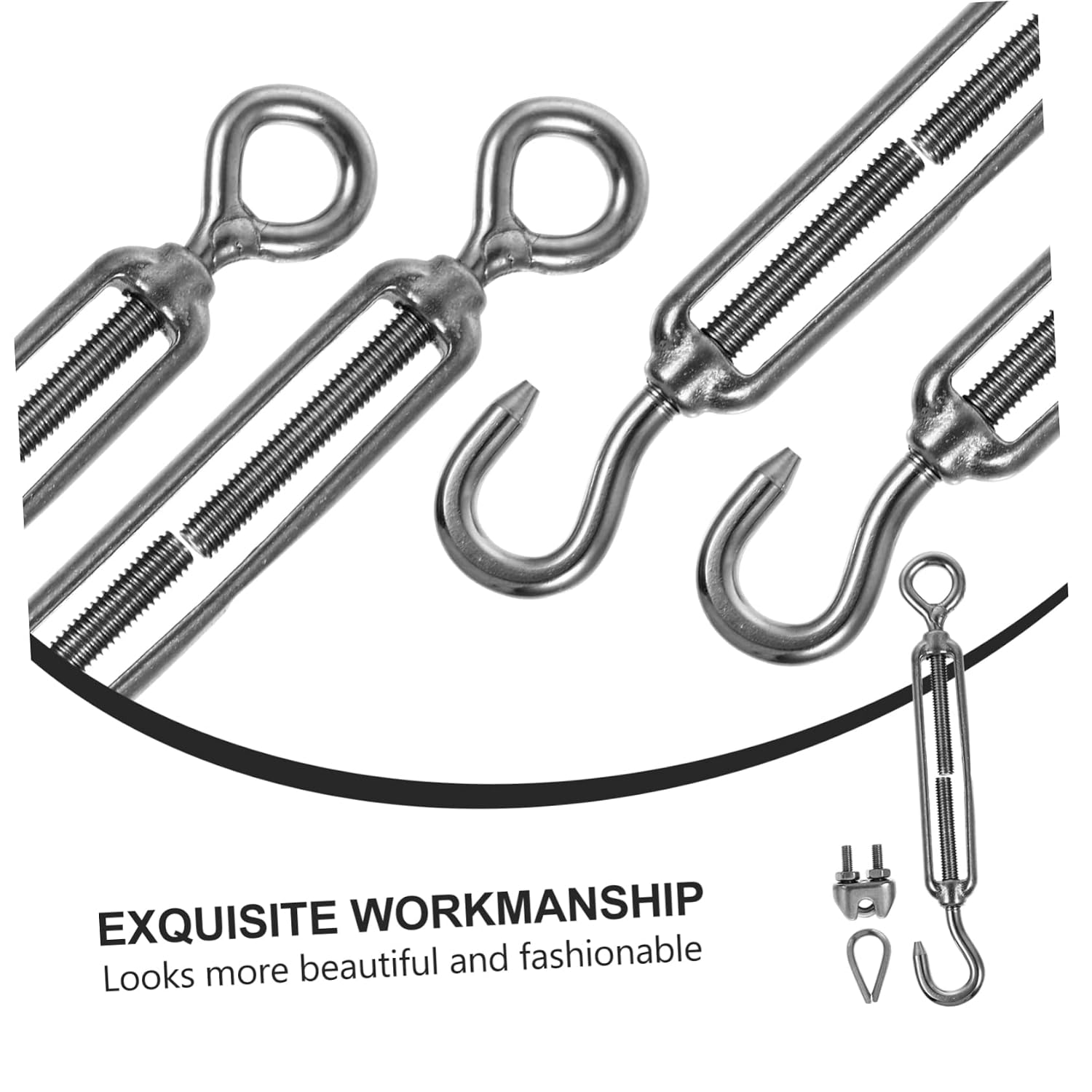PRETYZOOM 1set Complete Wire Rope Hooks Tool Wire Railing Install Hooks Stainless Steel Ferrules Kit for Cable Holder