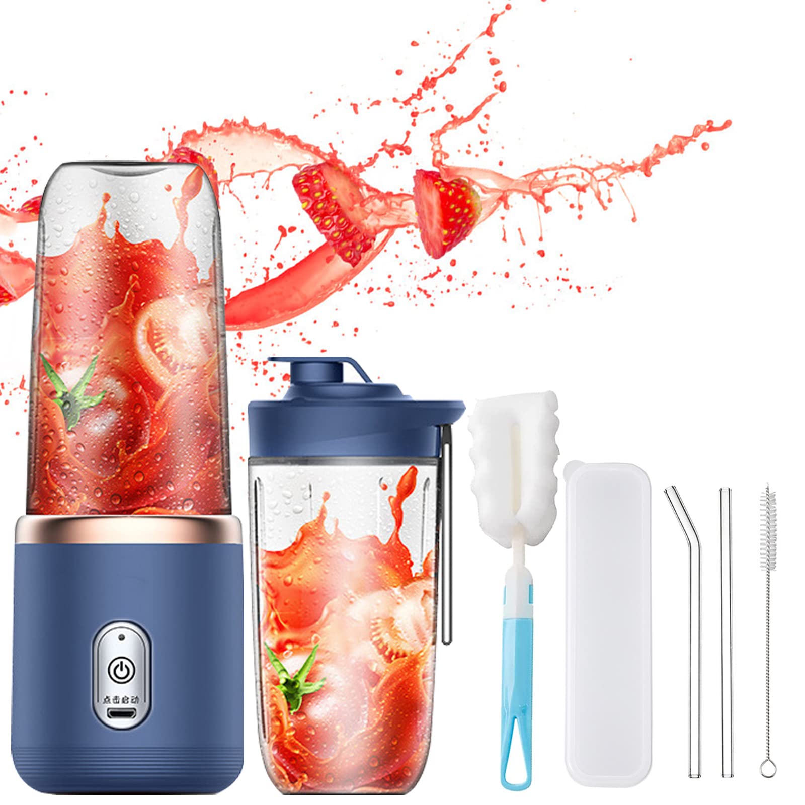 Portable Blender,Inevoc Personal Blender for Shakes and Smoothies,USB Rechargeable Small Blender with Six Blades,On The Go...