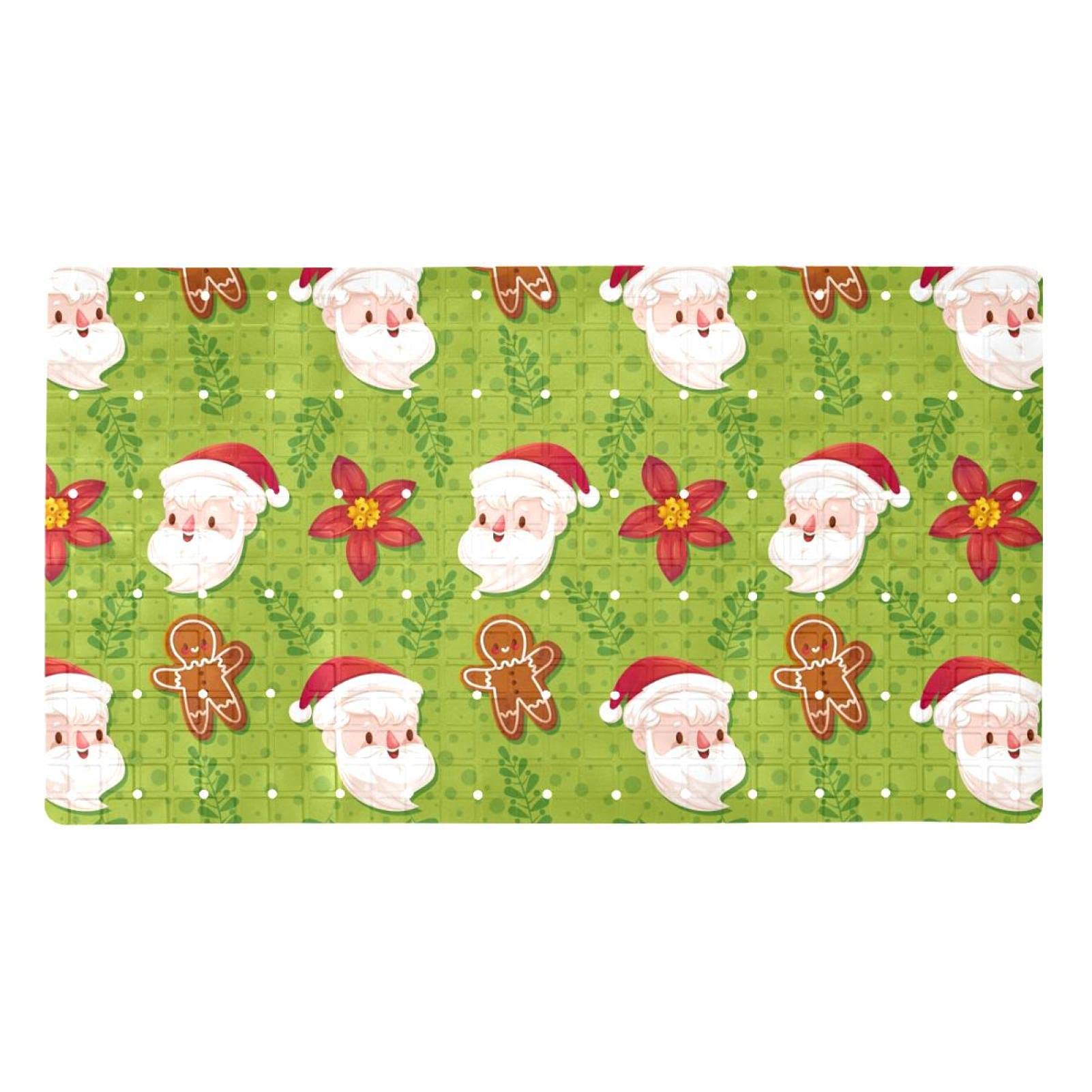 Tapis de bain PVC durable Père Noël rouge et vert aux finitions soignées