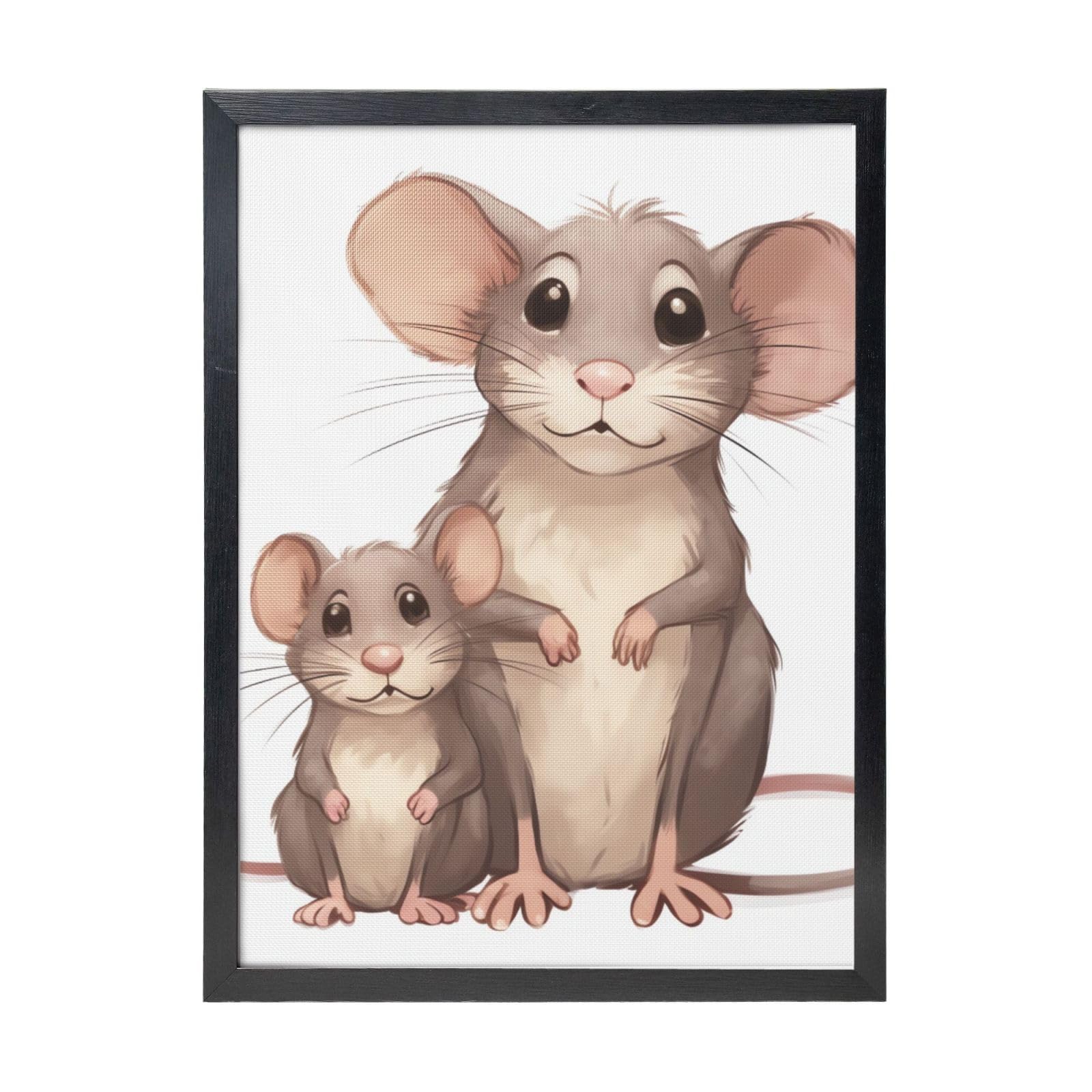 Framed Wall Art - Decorative Canvas Painting Rats Pictures Poster Aesthetic Modern Prints Artwork for Bedroom Office Wall Decor Ready To Hang 12x16 in