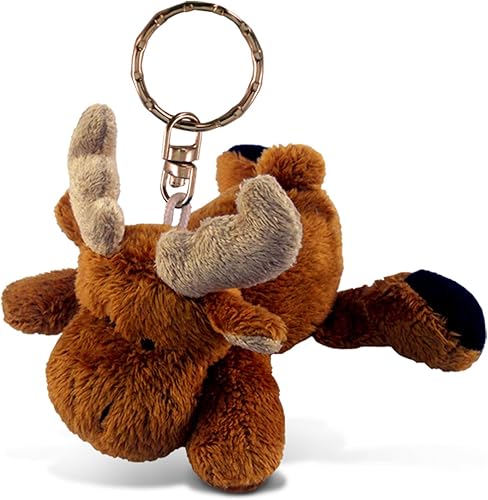 Puzzled Llavero de peluche de alce de peluche, llavero súper suave para mochila, bolso y bolsos, bonitos llaveros de animales para niñas y niños,