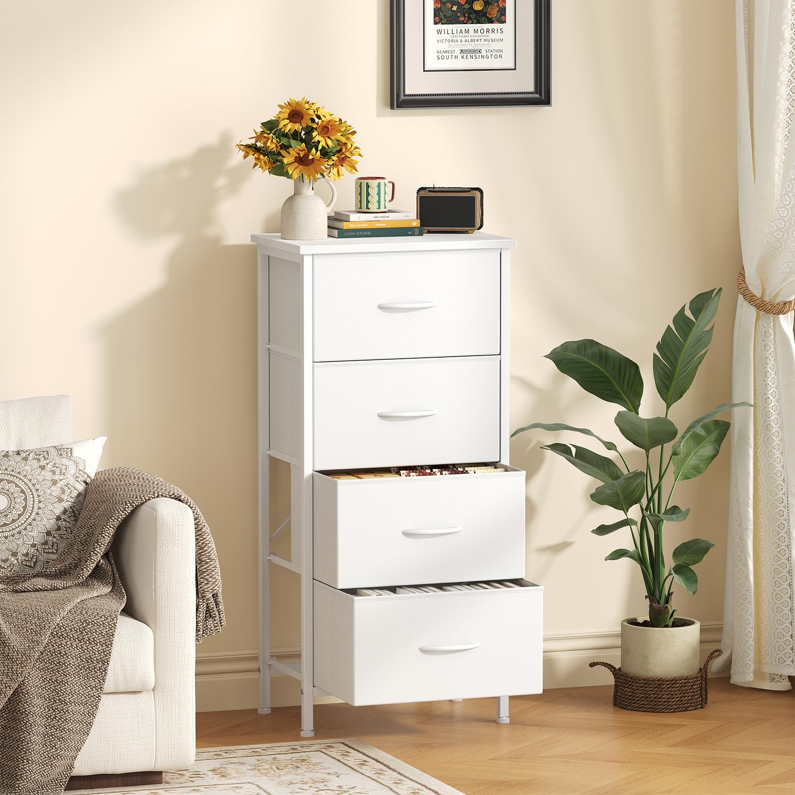 Sweetcrispy Dresser for Bedroom, 4 Drawer Storage Cabinet, Tall Nightstand — product photo