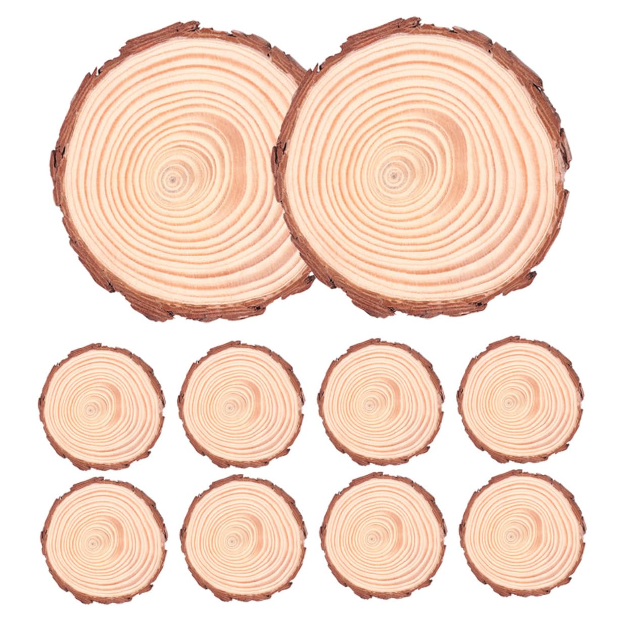 12 Stück Runde Holzscheiben Unbehandelt für DIY Bastelprojekte Natürliche Holzuntersetzer mit Rinde für Tischdeko und Bastelarbeiten