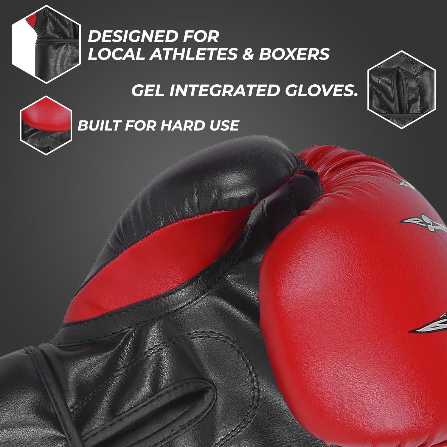 Defy Sports Boxing Gloves for Men and Women - Premium Quality Faux Leather Kick Boxing Gloves – Gel Infused Kickboxing Gloves with Thumb Support - Versatile Usage – Skull Model Design