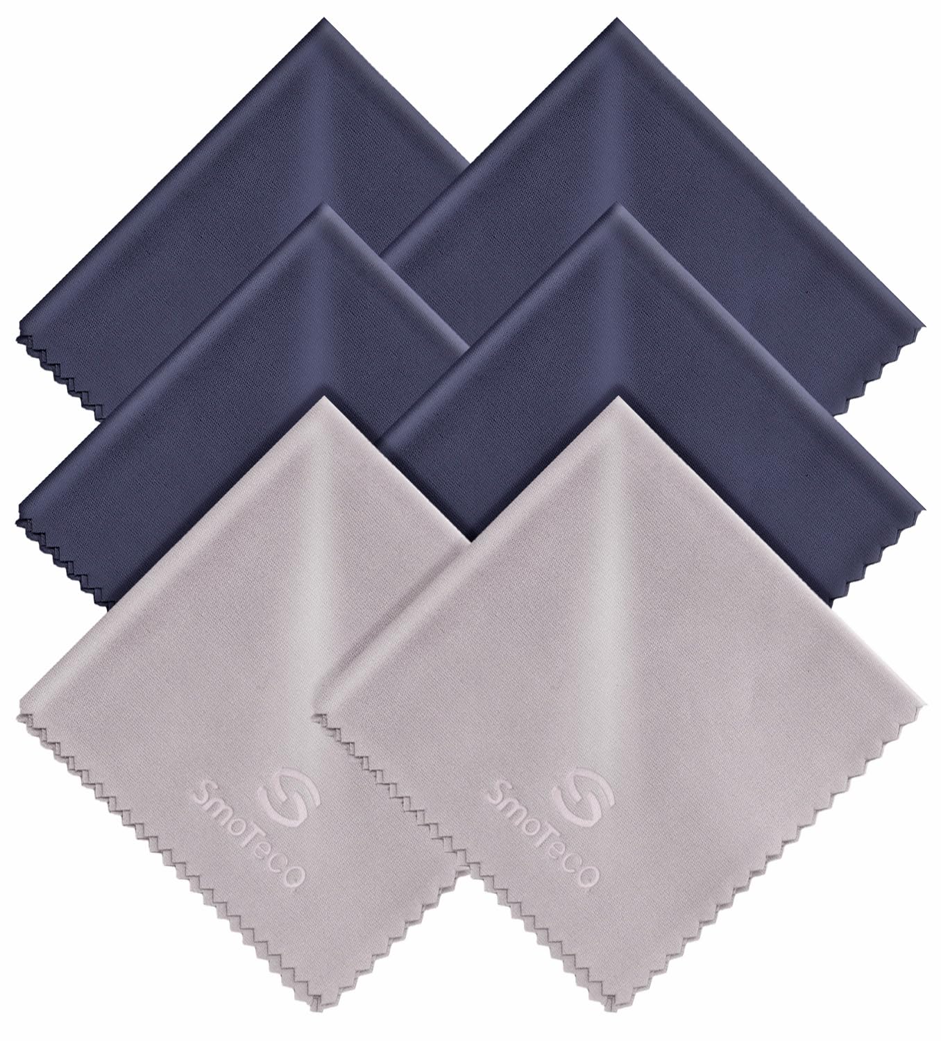 SmoTecQ Glasses Cleaning Cloth, Made with Lint Free Microfiber, Safe for Watch, Smartphone, Laptop, Lens and Other Delicate Screens or Surfaces (6" x 7", 8 Pack)