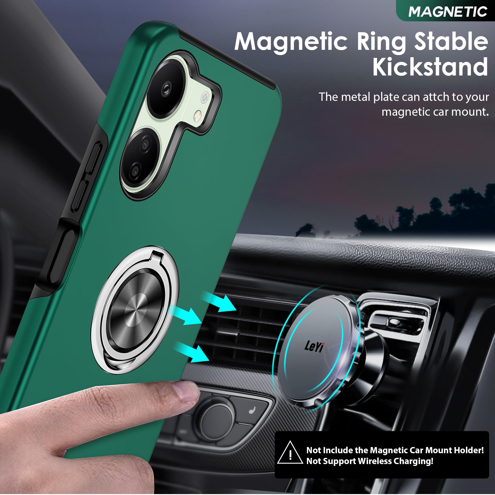 LeYi Handyhülle Für Xiaomi Redmi 13C 4G – Hybrid-Schutzcase Mit Metallring & Panzerglas, Rosa